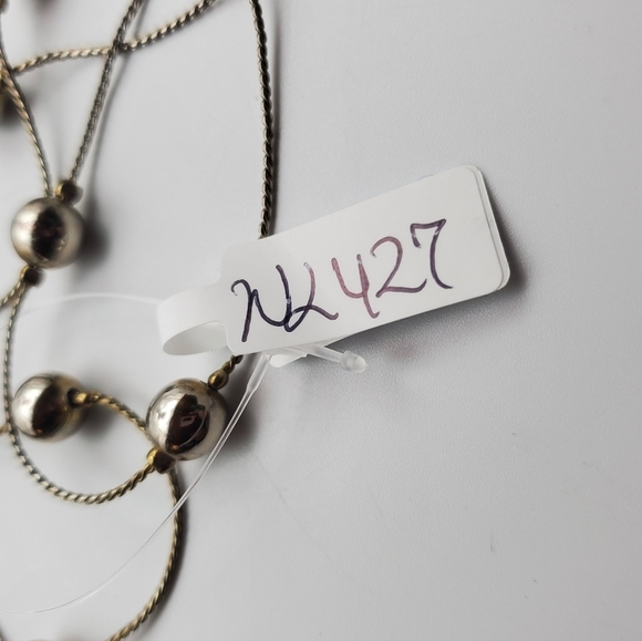 Silver tone ball beaded floating‎ necklace N2427 - Picture 5 of 5